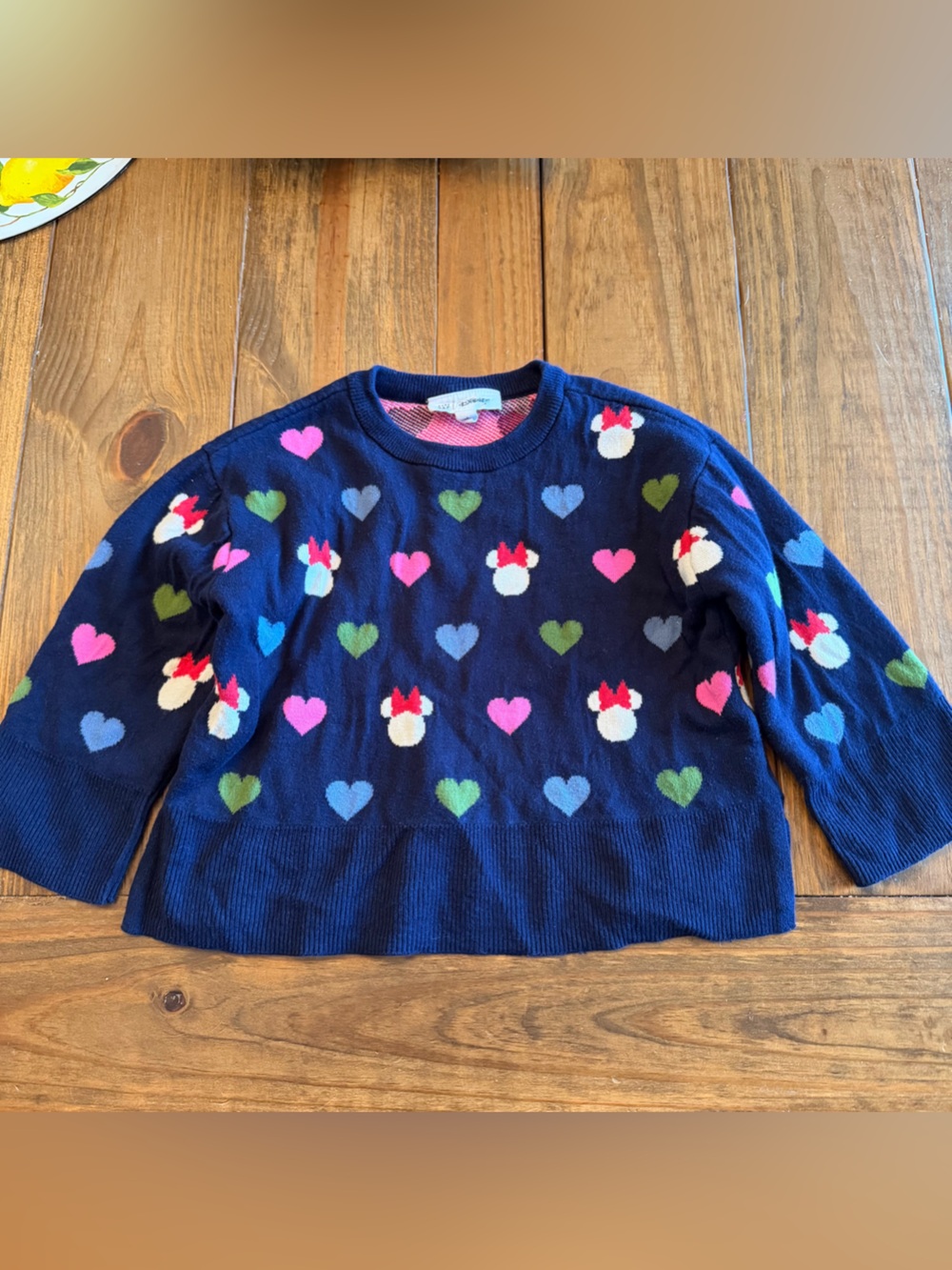 Disney Navy Sweater with Multicolor Hearts & Minnie Motifs